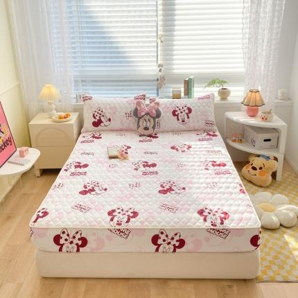 91家纺网 家纺一手货源 找家纺 鑫钰 2023新款迪士尼印花夹棉床笠 开心米妮 红