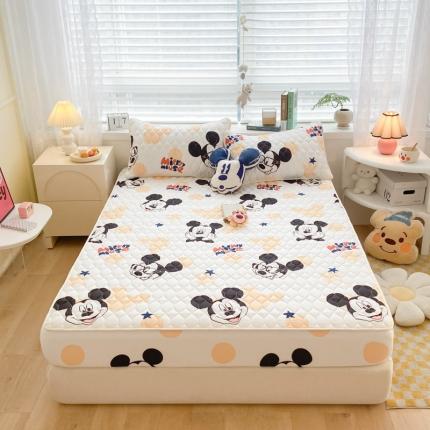 91家纺网 家纺一手货源 找家纺 鑫钰 2023新款迪士尼印花夹棉床笠 开心米奇