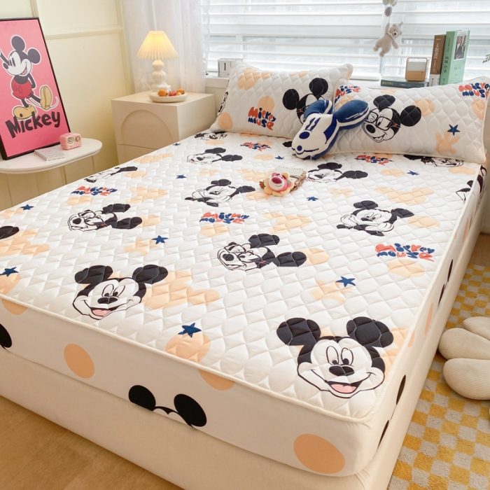 91家纺网 家纺一手货源 找家纺 鑫钰 2023新款迪士尼印花夹棉床笠 开心米奇