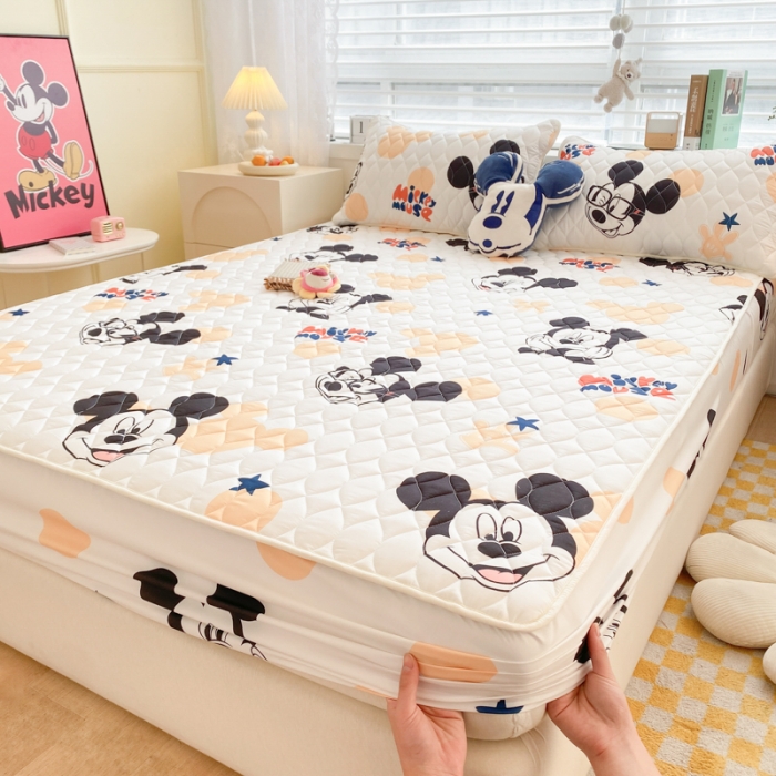 91家纺网 家纺一手货源 找家纺 鑫钰 2023新款迪士尼印花夹棉床笠 开心米奇