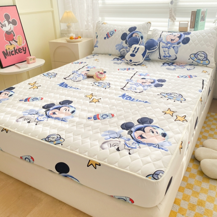 91家纺网 家纺一手货源 找家纺 鑫钰 2023新款迪士尼印花夹棉床笠 太空米奇