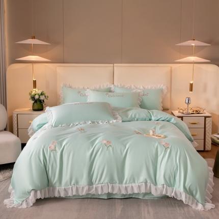 91家纺网 家纺一手货源 找家纺 （总）菲儿家纺 2023新款水洗真丝刺绣四件套  郁金香