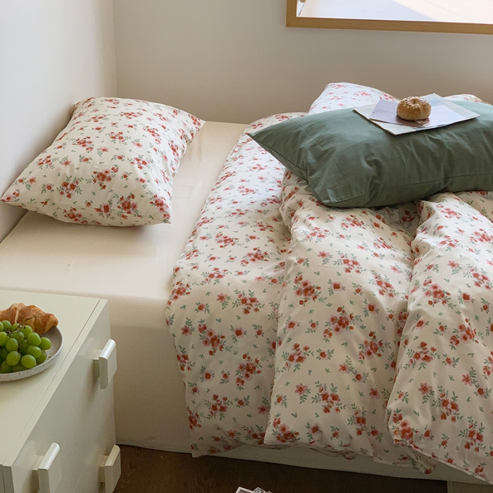 91家纺网 家纺一手货源 找家纺 六巷胡同 2023新款ins韩国博主风小碎花混搭四件套 苍岭野莉