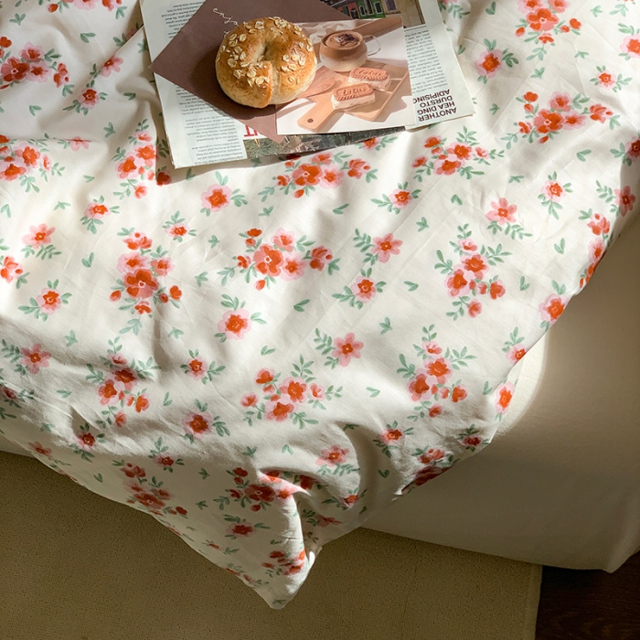 91家纺网 家纺一手货源 找家纺 六巷胡同 2023新款ins韩国博主风小碎花混搭四件套 苍岭野莉