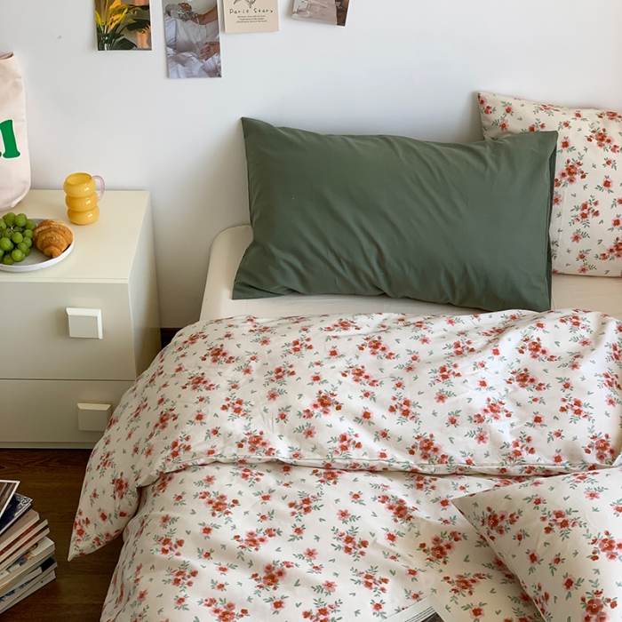 91家纺网 家纺一手货源 找家纺 六巷胡同 2023新款ins韩国博主风小碎花混搭四件套 苍岭野莉