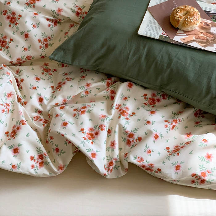 91家纺网 家纺一手货源 找家纺 六巷胡同 2023新款ins韩国博主风小碎花混搭四件套 苍岭野莉