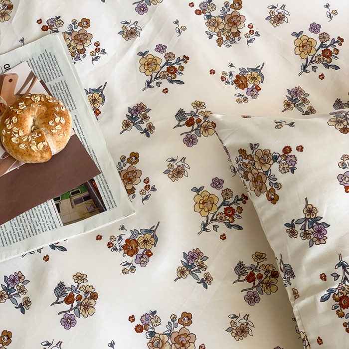 91家纺网 家纺一手货源 找家纺 六巷胡同 2023新款ins韩国博主风小碎花混搭四件套 藤上蔷薇