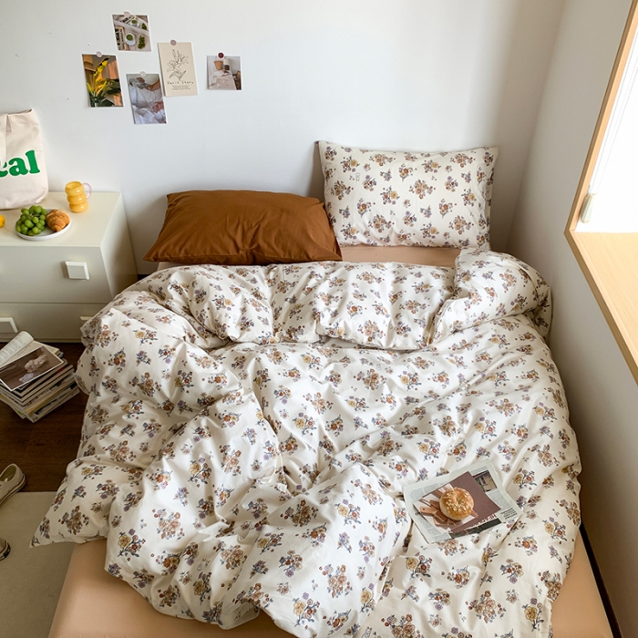 91家纺网 家纺一手货源 找家纺 六巷胡同 2023新款ins韩国博主风小碎花混搭四件套 藤上蔷薇