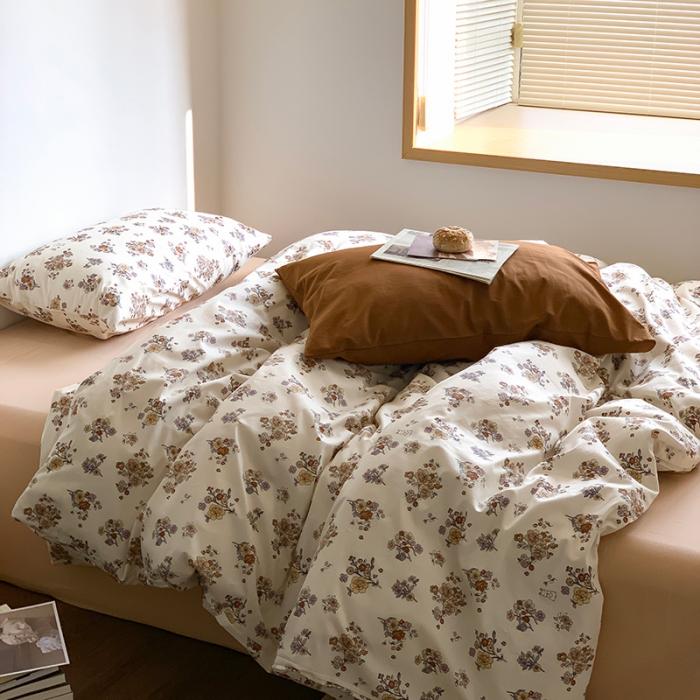 91家纺网 家纺一手货源 找家纺 六巷胡同 2023新款ins韩国博主风小碎花混搭四件套 藤上蔷薇