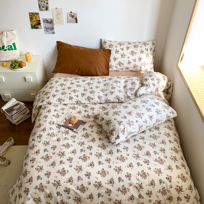 91家纺网 家纺一手货源 找家纺 六巷胡同 2023新款ins韩国博主风小碎花混搭四件套 藤上蔷薇