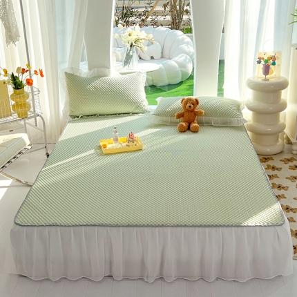 91家纺网 家纺一手货源 找家纺 新印象 2025新款凉感3D冰豆豆床裙凉席 嫩绿