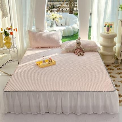 91家纺网 家纺一手货源 找家纺 新印象 2025新款凉感3D冰豆豆床裙凉席 浅粉