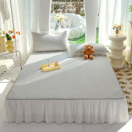 91家纺网 家纺一手货源 找家纺 新印象 2025新款凉感3D冰豆豆床裙凉席 浅灰