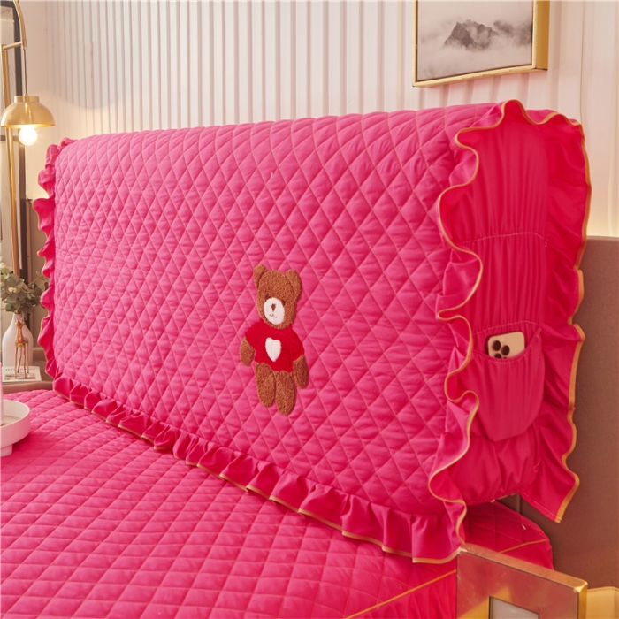 91家纺网 家纺一手货源 找家纺 屹成 2024新款床头罩 玫红