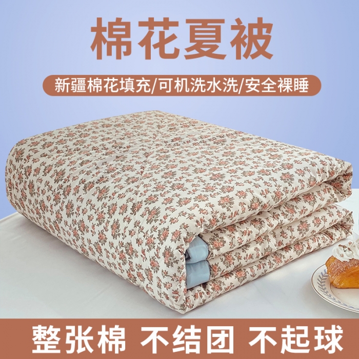 91家纺网 家纺一手货源 找家纺 梦初语 2023新款水洗棉棉花夏被 迎春花开