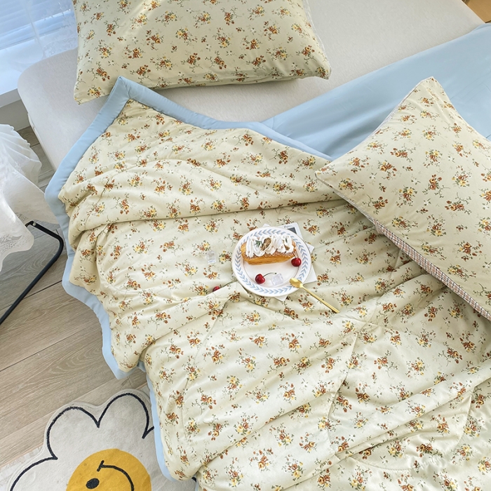 91家纺网 家纺一手货源 找家纺 梦初语 2023新款水洗棉棉花夏被 栀子花开