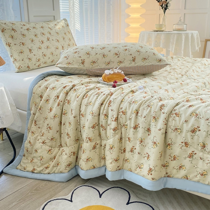 91家纺网 家纺一手货源 找家纺 梦初语 2023新款水洗棉棉花夏被 栀子花开