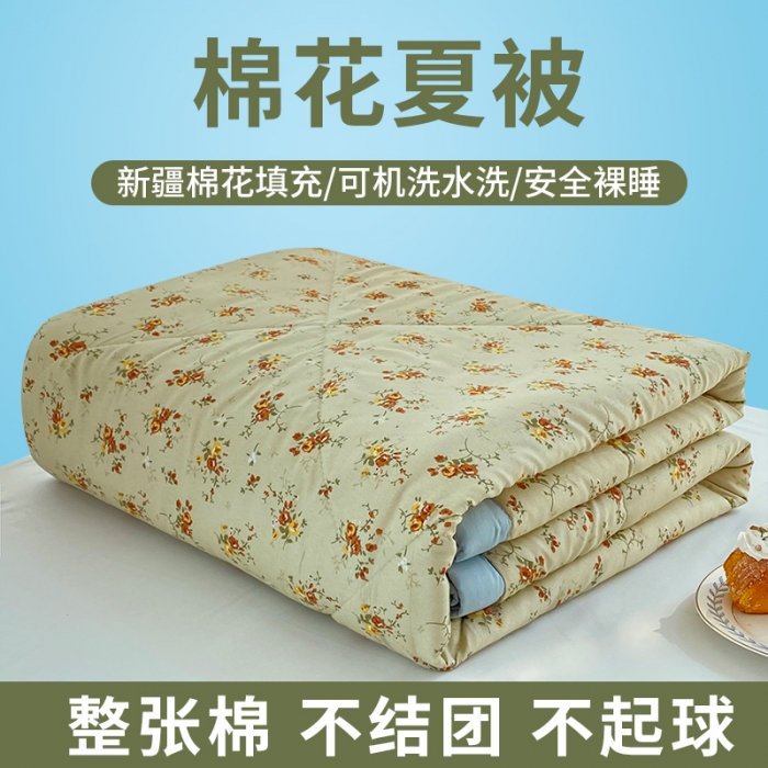 91家纺网 家纺一手货源 找家纺 梦初语 2023新款水洗棉棉花夏被 栀子花开