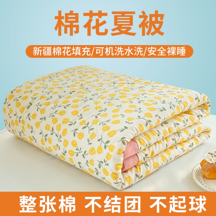 91家纺网 家纺一手货源 找家纺 梦初语 2023新款水洗棉棉花夏被 清新派