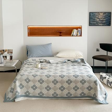 91家纺网 家纺一手货源 找家纺 吾秀  2023 A类色织全棉针织提花盖毯 梵克-蓝