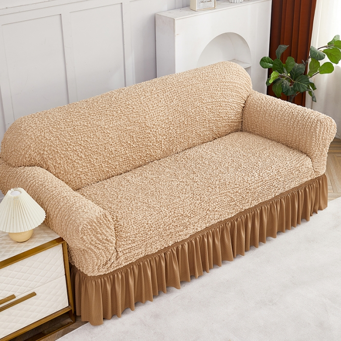 91家纺网 家纺一手货源 找家纺 （总）共鸣 2023新款皱皱云纱系列裙摆款沙发套