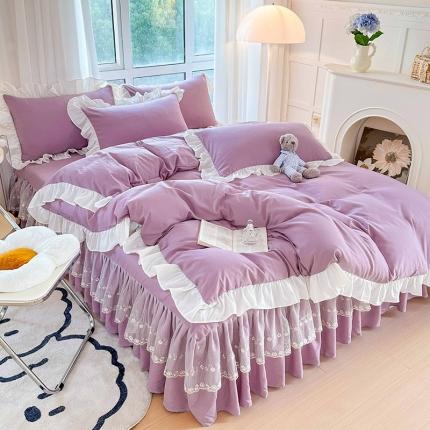 言熙居 2023新款A类清新风床裙四件套 水晶紫