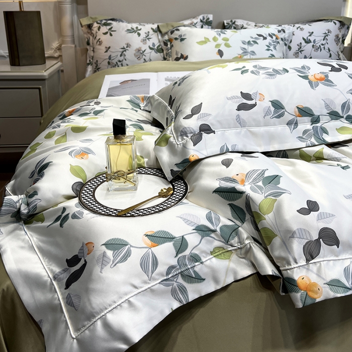 91家纺网 家纺一手货源 找家纺 优悦2023新款印花美式冰丝水洗真丝四件套 浪漫主义