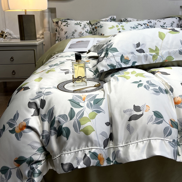 91家纺网 家纺一手货源 找家纺 优悦2023新款印花美式冰丝水洗真丝四件套 浪漫主义