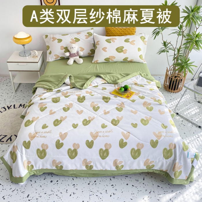 91家纺网 家纺一手货源 找家纺 （总）瑜珠 2025新款A类水洗棉麻双层纱夏凉被空调被子被芯夏被
