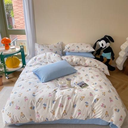 91家纺网 家纺一手货源 找家纺 时年 2023新款全棉母婴级有氧双层纱夏被四件套 唐老鸭家族