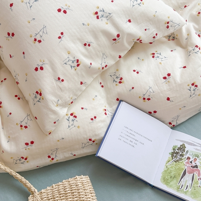 91家纺网 家纺一手货源 找家纺 （总）时年 2023新款全棉母婴级有氧双层纱夏被四件套