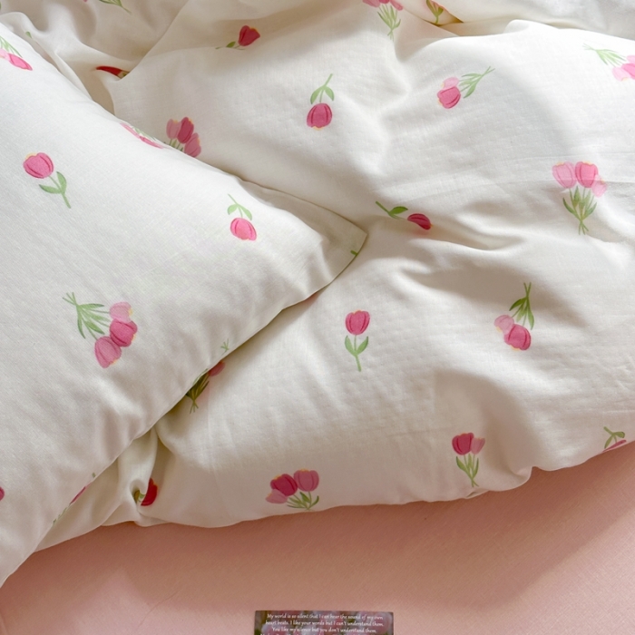 91家纺网 家纺一手货源 找家纺 时年 2023新款全棉母婴级有氧双层纱夏被四件套 仙子