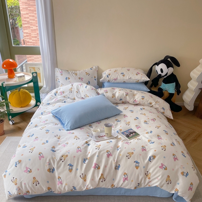 91家纺网 家纺一手货源 找家纺 时年 2023新款全棉母婴级有氧双层纱夏被四件套 唐老鸭家族