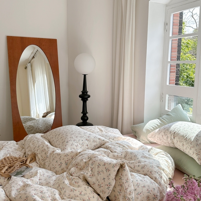 91家纺网 家纺一手货源 找家纺 时年 2023新款全棉母婴级有氧双层纱夏被四件套 浅夕