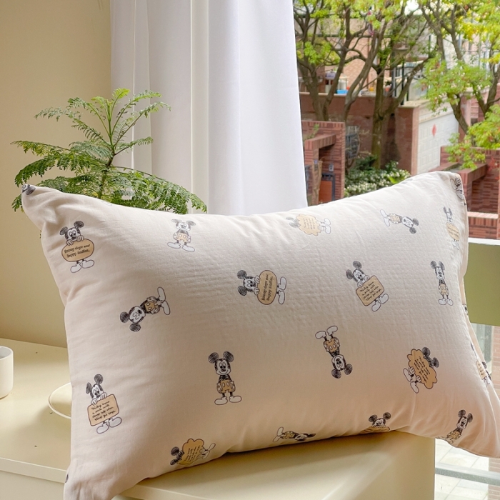 91家纺网 家纺一手货源 找家纺 时年 2023新款全棉母婴级有氧双层纱夏被四件套 米奇风