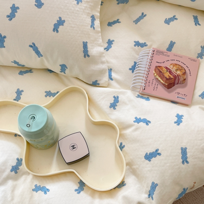 91家纺网 家纺一手货源 找家纺 时年 2023新款全棉母婴级有氧双层纱夏被四件套 卢比