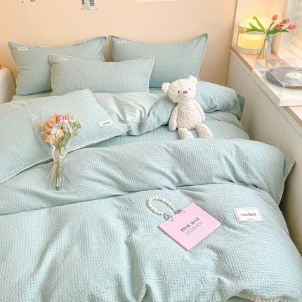 91家纺网 家纺一手货源 找家纺 静家居 202460s水洗棉提花格调系列四件套 格调-粉玉