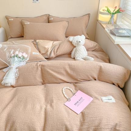 91家纺网 家纺一手货源 找家纺 静家居 202460s水洗棉提花格调系列四件套 格调-粉玉