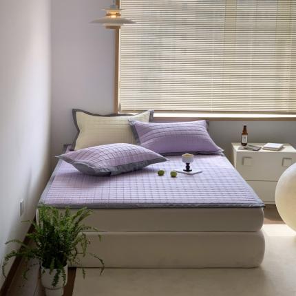 91家纺网 家纺一手货源 找家纺 柒月 2023新款简约格乳胶凉席 简约格-紫