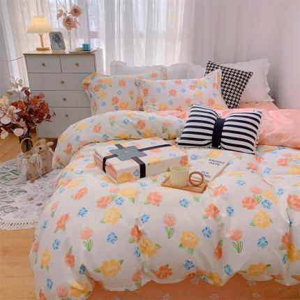 91家纺网 家纺一手货源 找家纺 （总）庭笙 2024加厚磨毛印花丝带四件套秋冬直播爆款