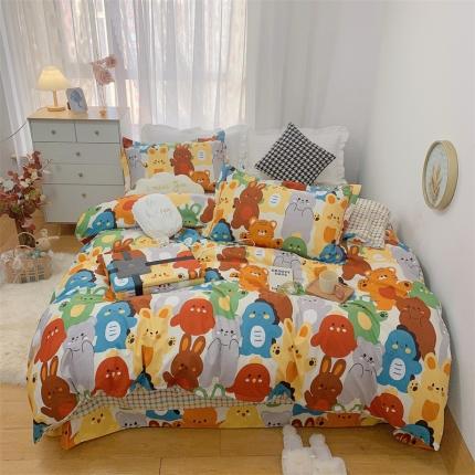 91家纺网 家纺一手货源 找家纺 （总）庭笙 2024加厚磨毛印花丝带四件套秋冬直播爆款