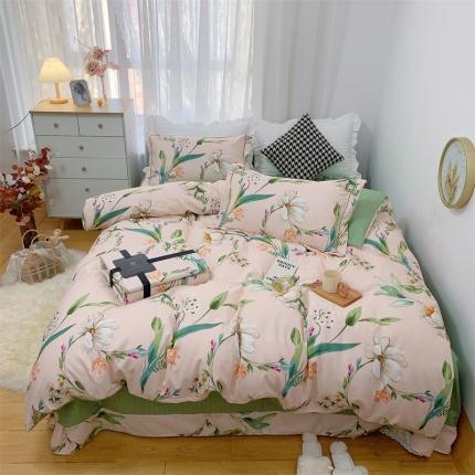 91家纺网 家纺一手货源 找家纺 （总）庭笙 2024加厚磨毛印花丝带四件套秋冬直播爆款