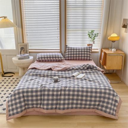 91家纺网 家纺一手货源 找家纺 蓝巢家纺2023新款全棉色织水洗棉A类大豆纤维夏被 夏被-清雅灰