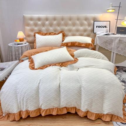 91家纺网 家纺一手货源 找家纺 （总）仟网汇 2023新款菱形格提花泡泡纱四件套