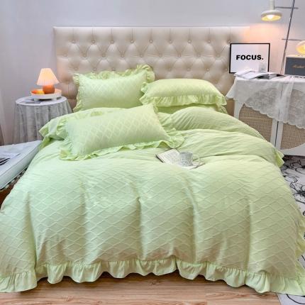 91家纺网 家纺一手货源 找家纺 （总）仟网汇 2023新款菱形格提花泡泡纱四件套