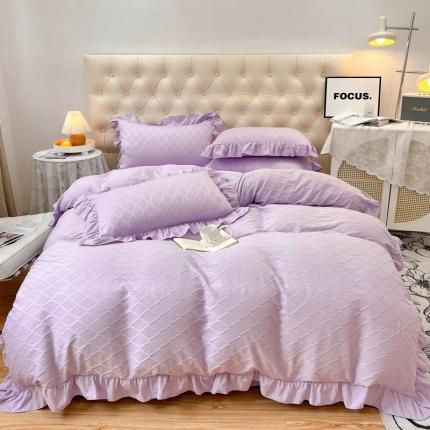 91家纺网 家纺一手货源 找家纺 （总）仟网汇 2023新款菱形格提花泡泡纱四件套