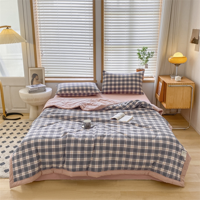 91家纺网 家纺一手货源 找家纺 蓝巢家纺2023新款全棉色织水洗棉A类大豆纤维夏被 夏被-清雅灰