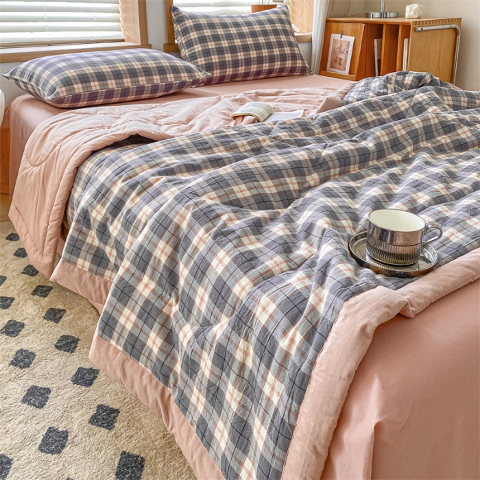 91家纺网 家纺一手货源 找家纺 蓝巢家纺2023新款全棉色织水洗棉A类大豆纤维夏被 夏被-清雅灰