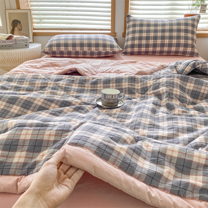 91家纺网 家纺一手货源 找家纺 蓝巢家纺2023新款全棉色织水洗棉A类大豆纤维夏被 夏被-清雅灰