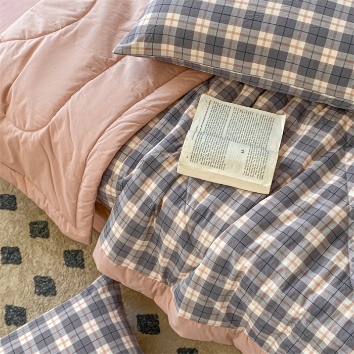 91家纺网 家纺一手货源 找家纺 蓝巢家纺2023新款全棉色织水洗棉A类大豆纤维夏被 夏被-清雅灰